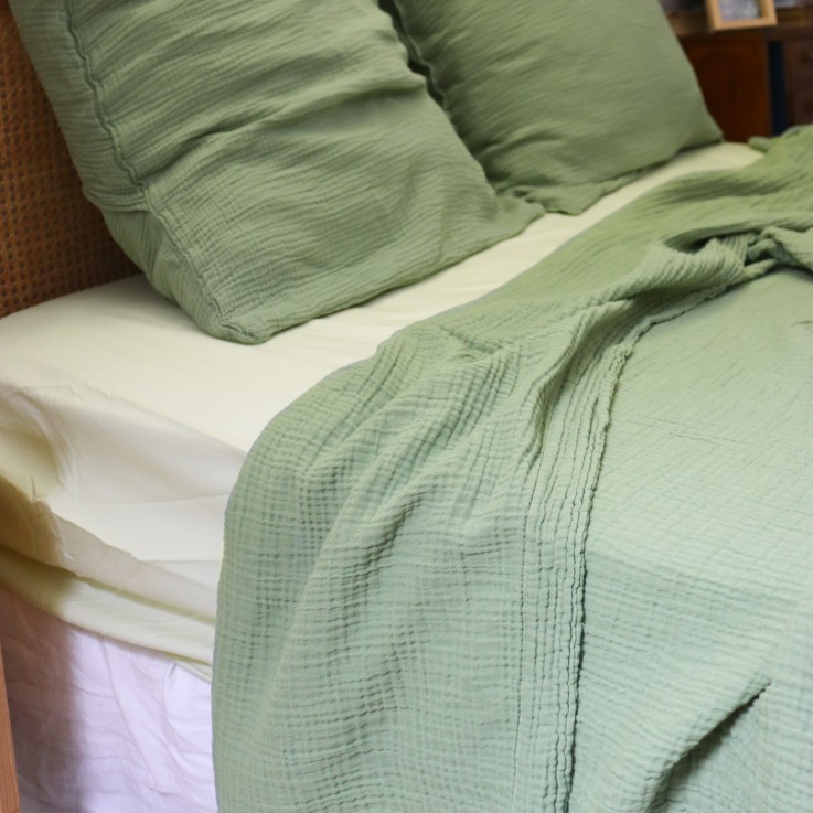 Drap plat Simplement Gaufré en gaze de Coton