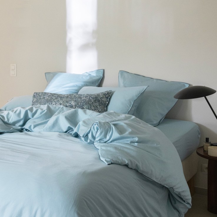 Housse de Couette Rêve Satiné en satin de Coton lavé