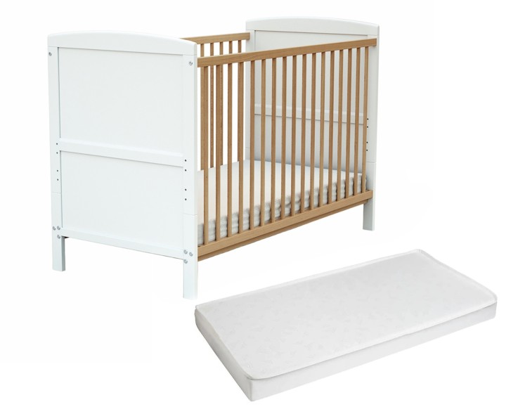 Lit bébé évolutif en bois avec matelas en bois ESSENTIEL 60 x 120 cm