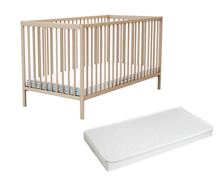 Lit bébé en bois avec matelas en bois ESSENTIEL