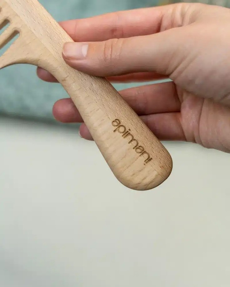 Peigne en bois à dents larges pour cheveux bouclés
