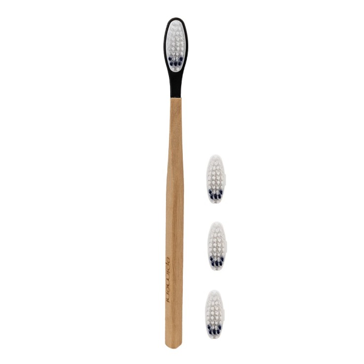 Pack 1 an medium d'une brosse à dents rechargeable en bois