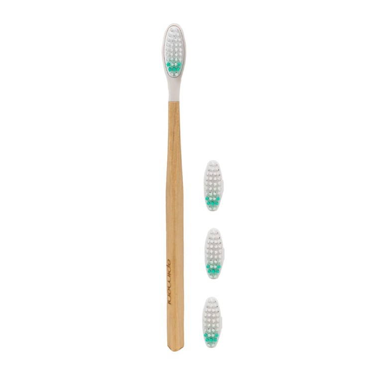 Pack 1 an extra-souple d'une brosse à dents rechargeable en bois