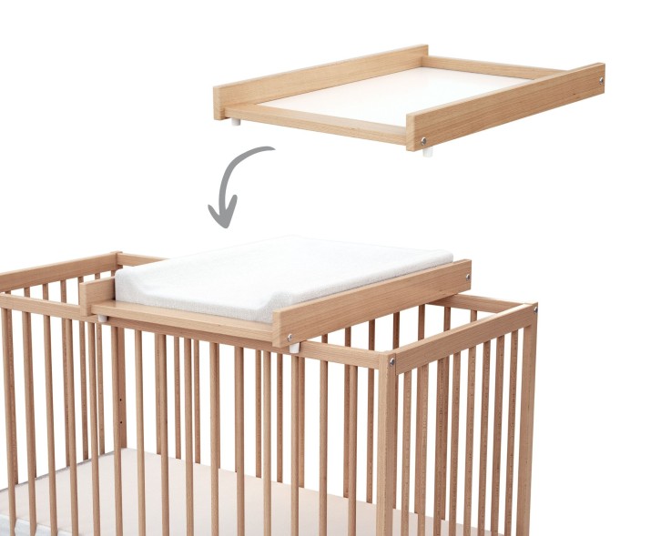 Plan à langer amovible avec matelas pour lit bébé bois ESSENTIEL