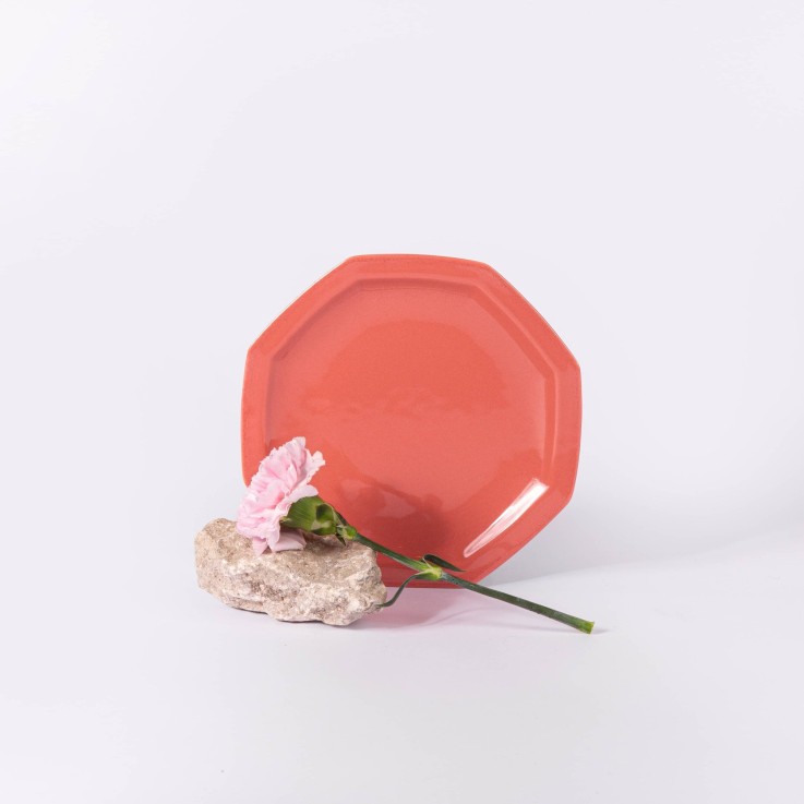 Petite assiette octogonale en porcelaine (19 cm)