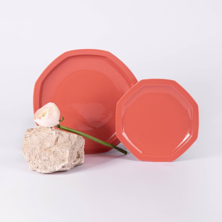 Petite assiette octogonale en porcelaine (19 cm)