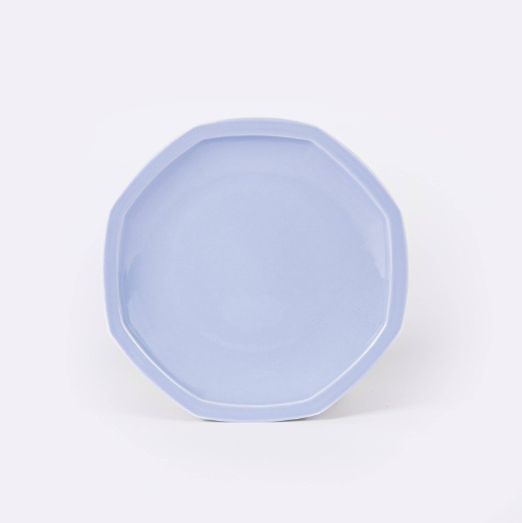 Assiette plate octogonale en porcelaine (25 cm)