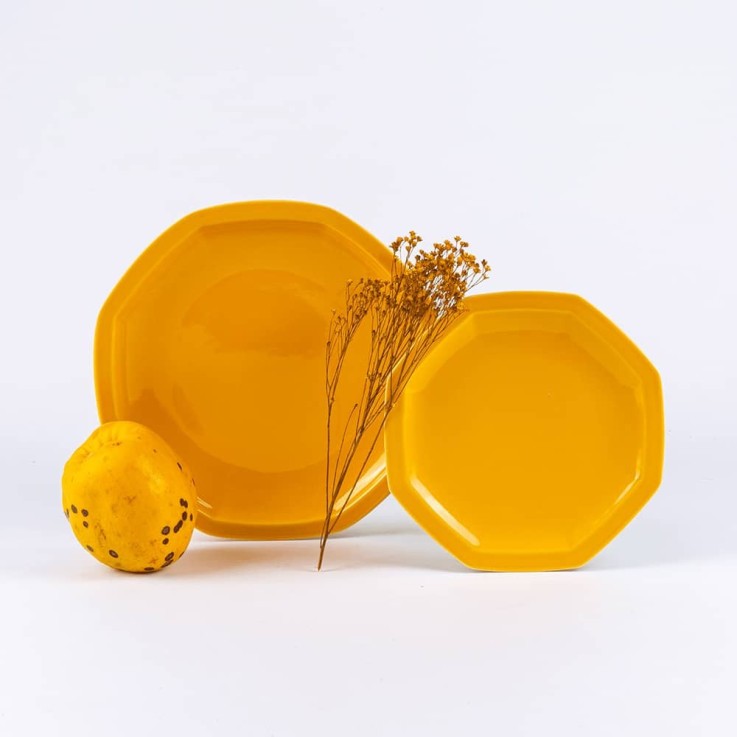 Assiette à dessert octogonale en porcelaine (19 cm)