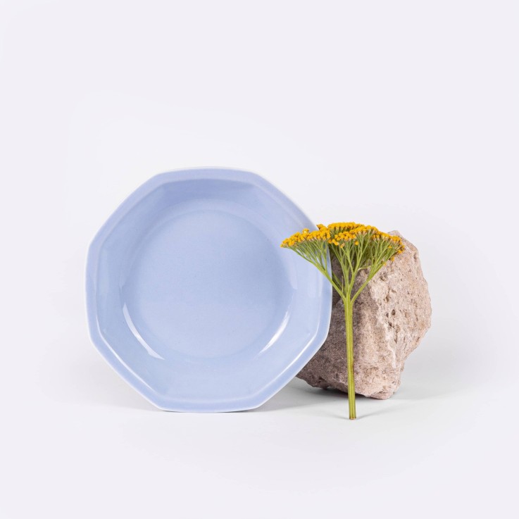 Assiette creuse octogonale en porcelaine (19 cm)