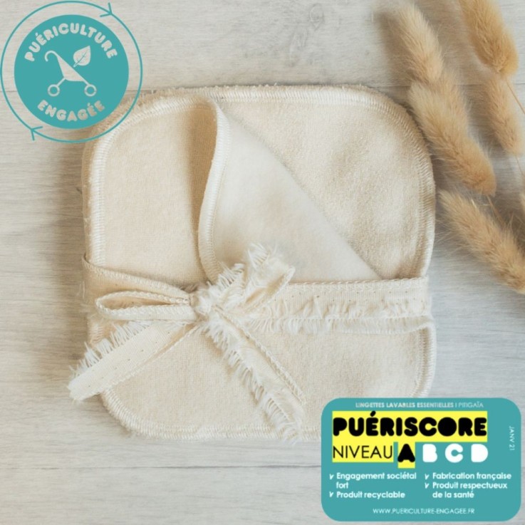 10 Lingettes lavables en coton bio