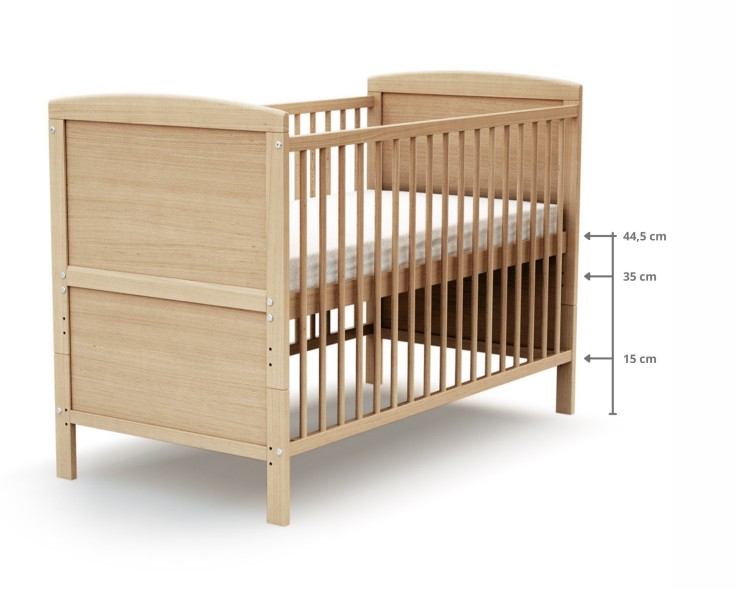 Lit bébé évolutif en bois avec matelas en bois ESSENTIEL 60 x 120 cm