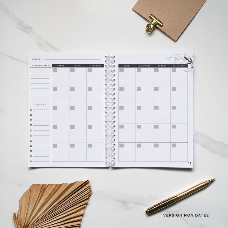 Agenda Mensuel Non Daté Blossom
