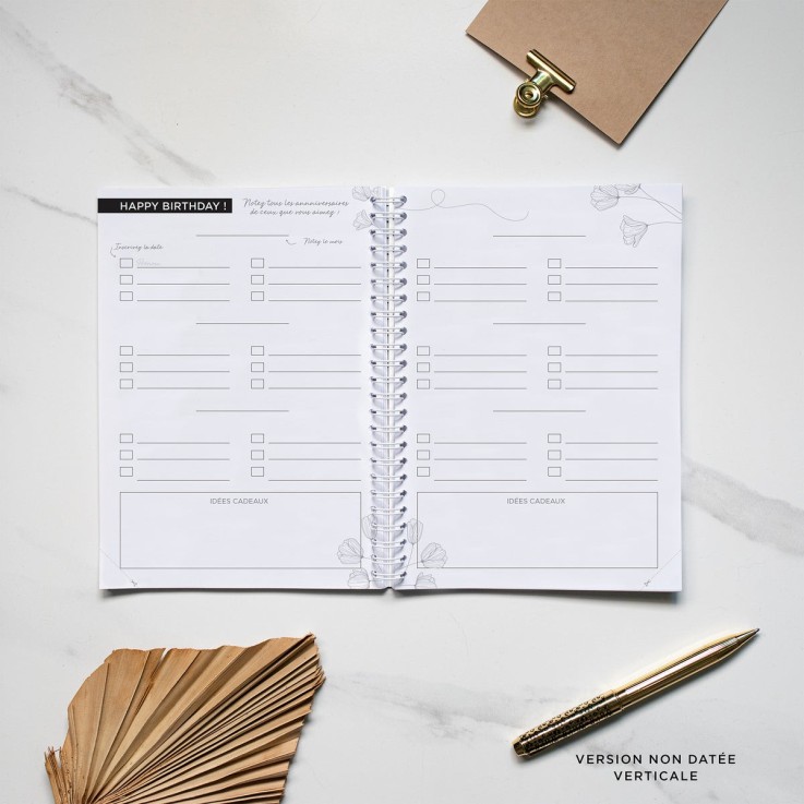 Agenda Semainier Non Daté Tournesol