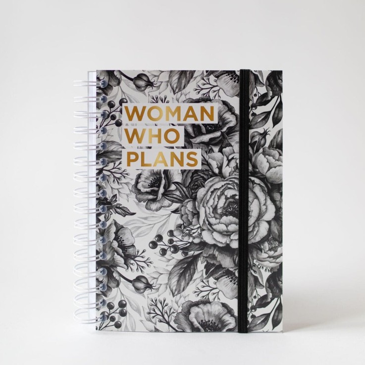 Agenda Semainier Non Daté Pivoines Black