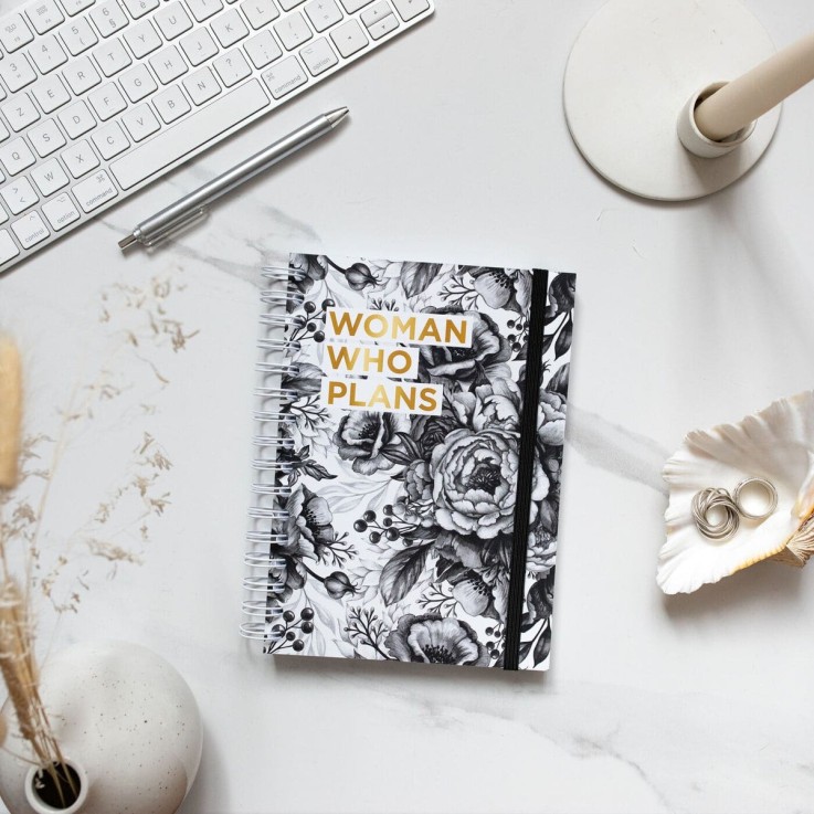 Agenda Semainier Non Daté Pivoines Black