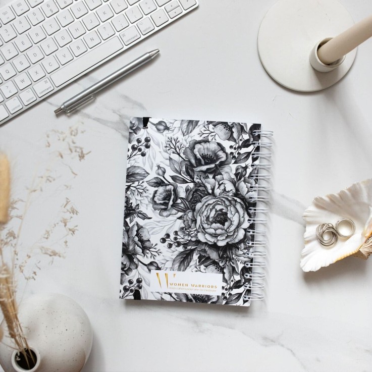 Agenda Semainier Non Daté Pivoines Black