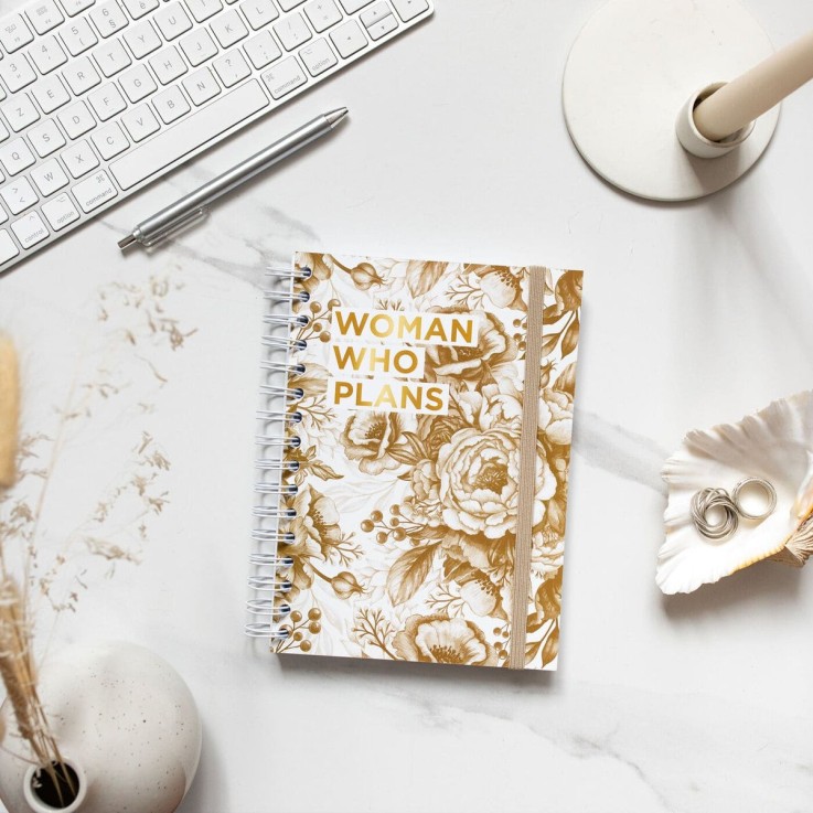 Agenda Semainier Septembre 2025 - Août 2026 Pivoines Gold