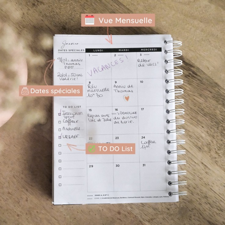 Agenda Mensuel Septembre 2025 - Août 2026 Wild