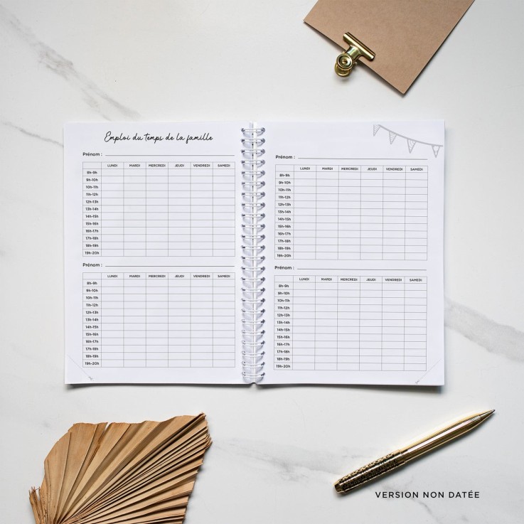 Agenda Familial Non Daté Tiny Blue