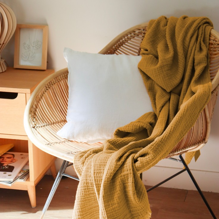 Plaid Naturellement Gaufré en gaze de Coton