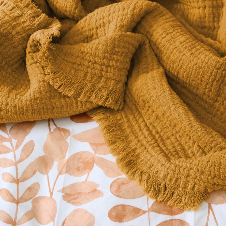 Plaid Naturellement Gaufré en gaze de Coton