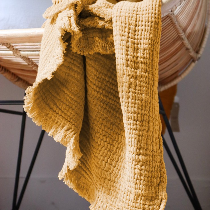 Plaid Naturellement Gaufré en gaze de Coton