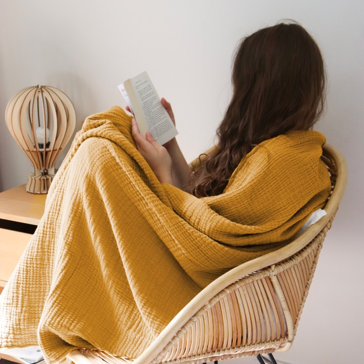 Plaid Naturellement Gaufré en gaze de Coton