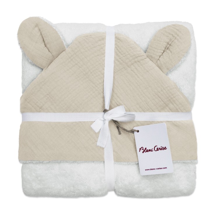 Cape de bain bébé Tendresse Gaufrée en gaze de Coton