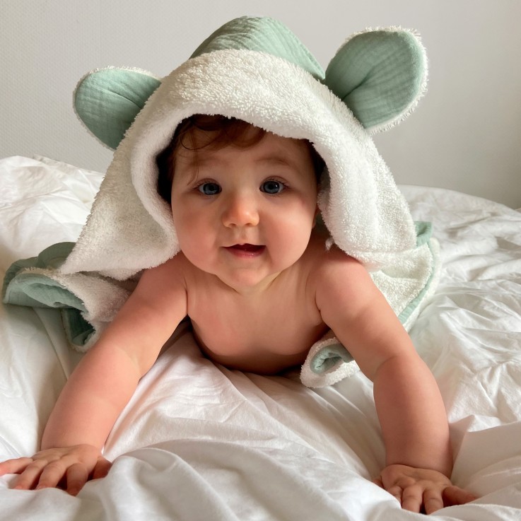 Cape de bain bébé Tendresse Gaufrée en gaze de Coton