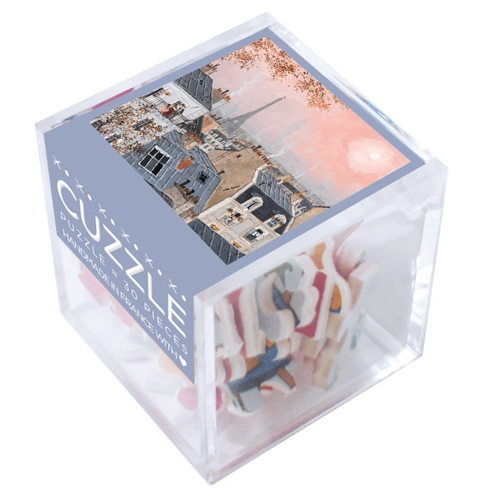 Cuzzle en bois 30 pièces Ciel rose