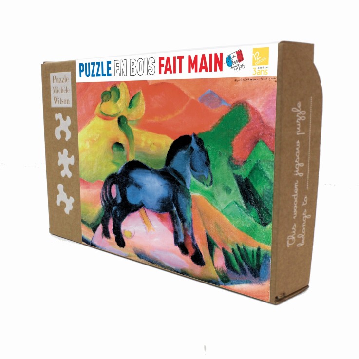 Puzzle en bois 12 pièces Cheval Bleu