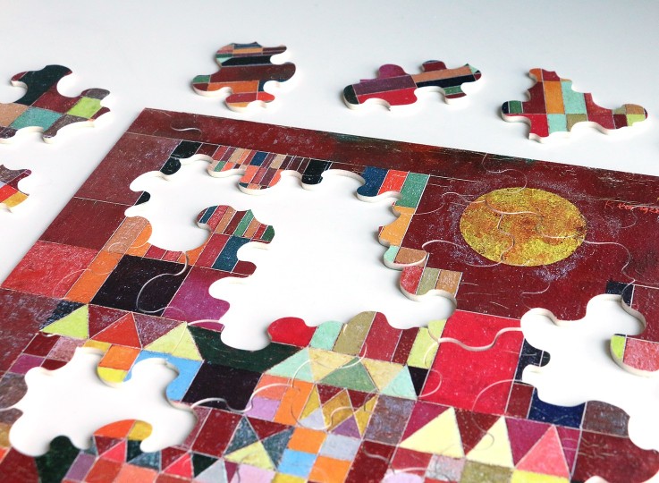 Puzzle en bois 24 pièces Château et soleil