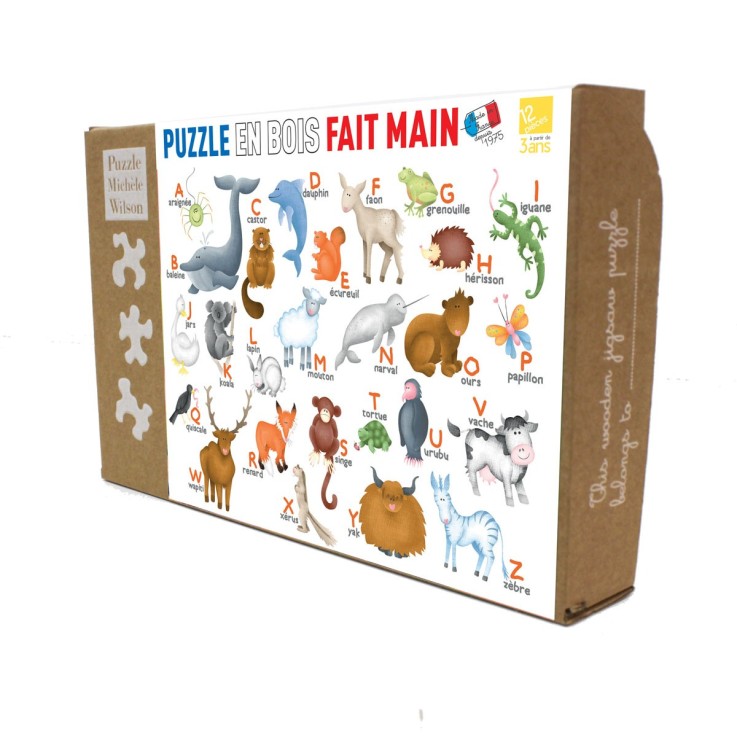 Puzzle en bois 12 pièces l'Alphabet des animaux