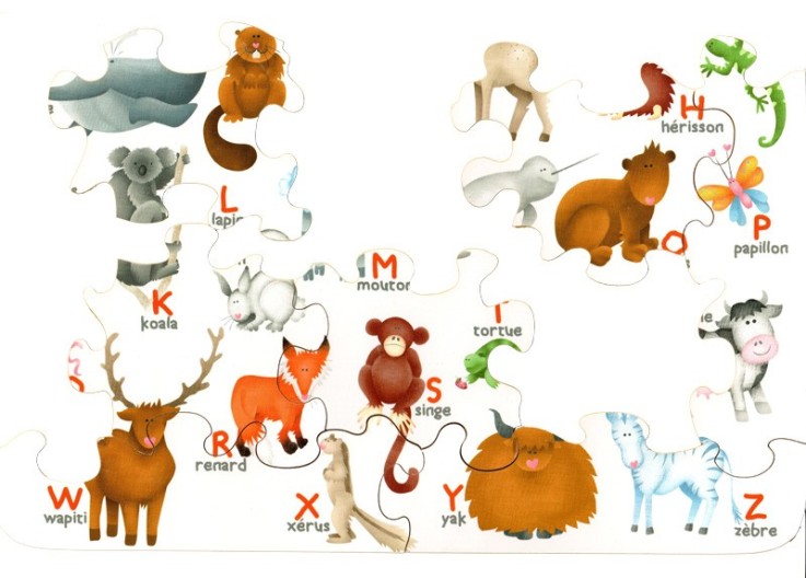 Puzzle en bois 12 pièces l'Alphabet des animaux
