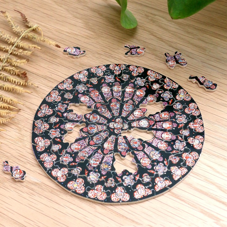 Puzzle en bois 80 pièces Rosace notre dame