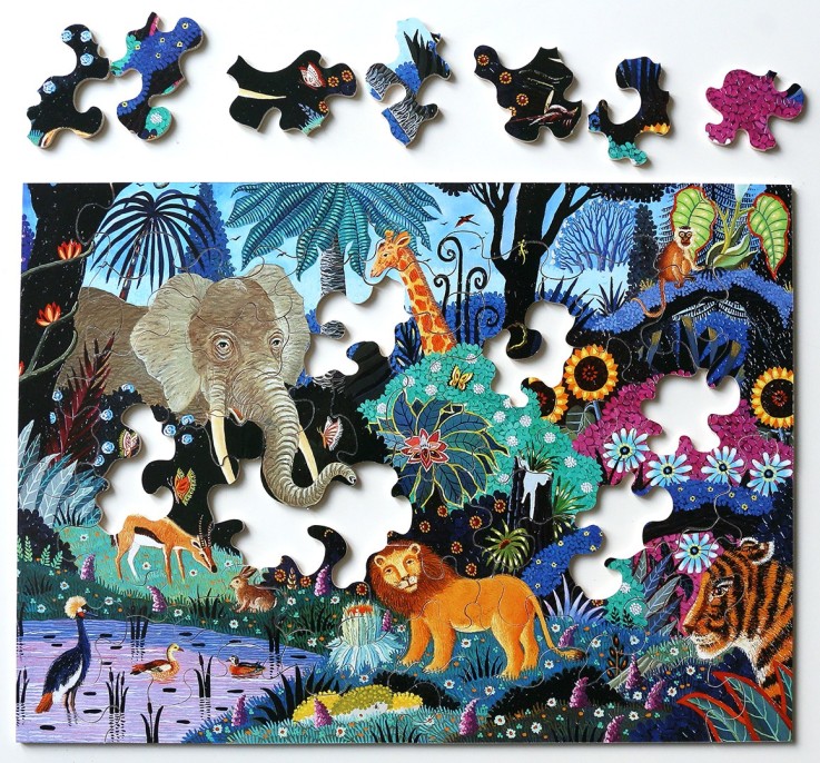 Puzzle en bois 50 pièces Nuit dans la jungle