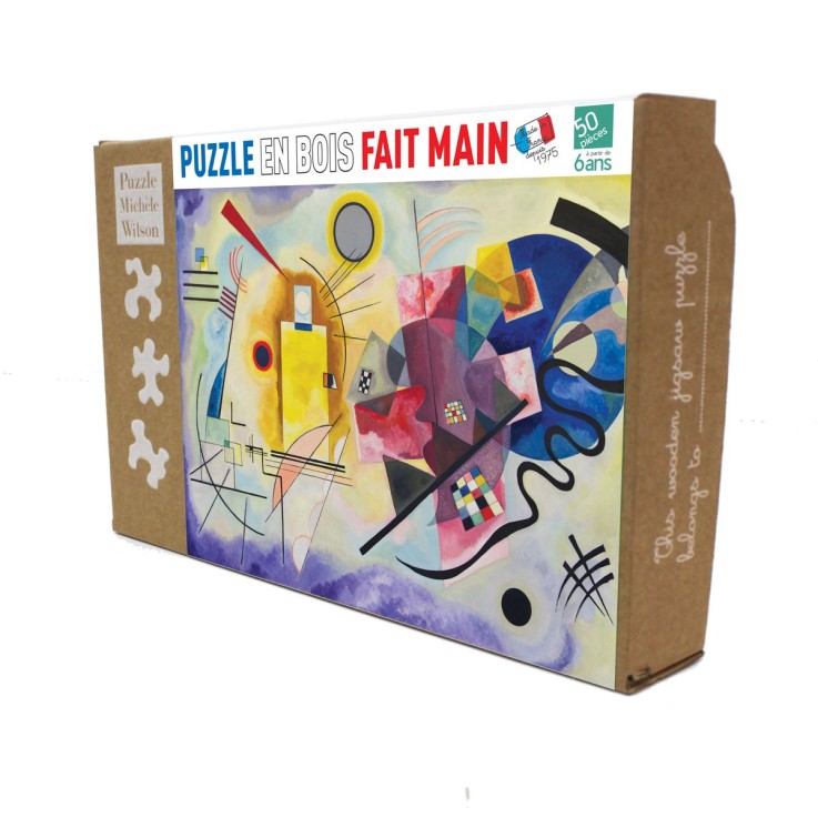 Puzzle en bois 50 pièces Jaune rouge bleu