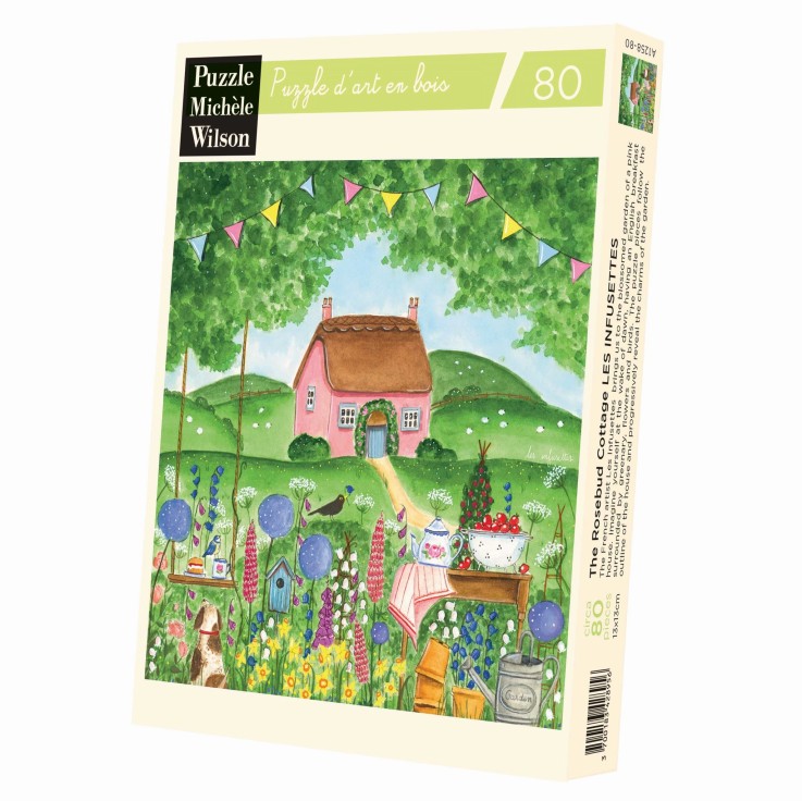 Puzzle en bois 80 pièces Le Cottage bouton de rose