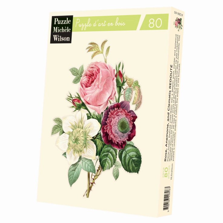 Puzzle en bois 80 pièces Rose Anemone et Clematite
