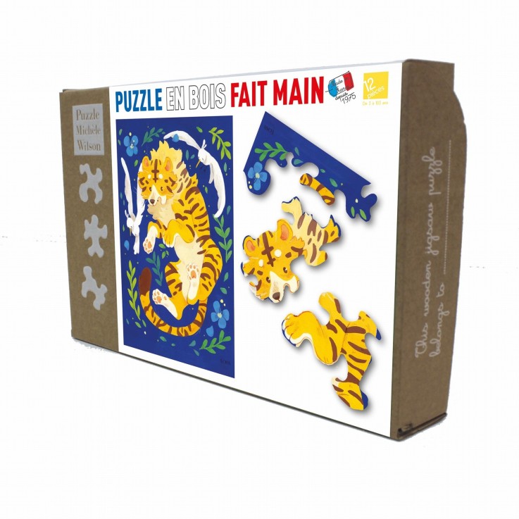 Puzzle en bois 12 pièces Graou le tigre