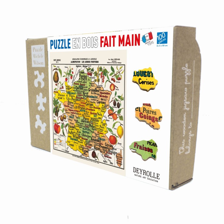 Puzzle en bois 100 pièces Carte de France des fruits