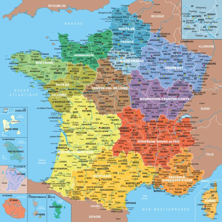 Puzzle en bois 24 pièces Carte de France des régions