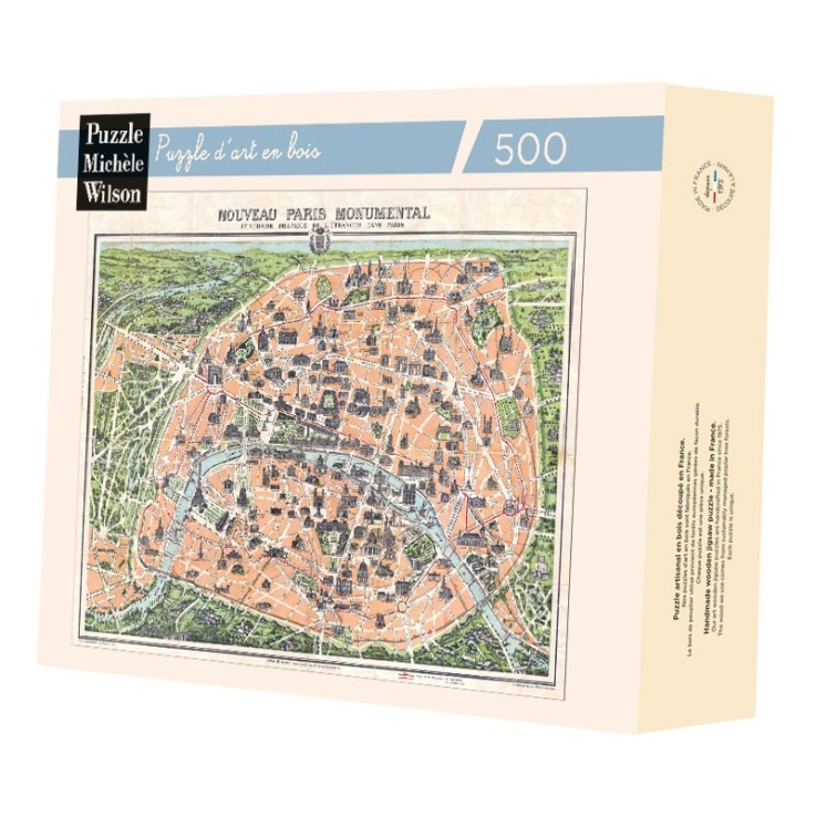 Puzzle en bois 500 pièces Plan de Paris monumental