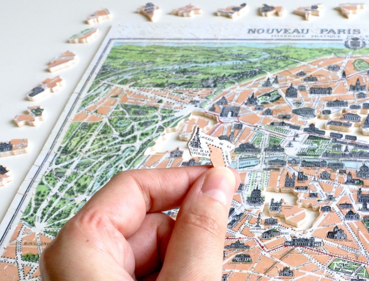 Puzzle en bois 500 pièces Plan de Paris monumental