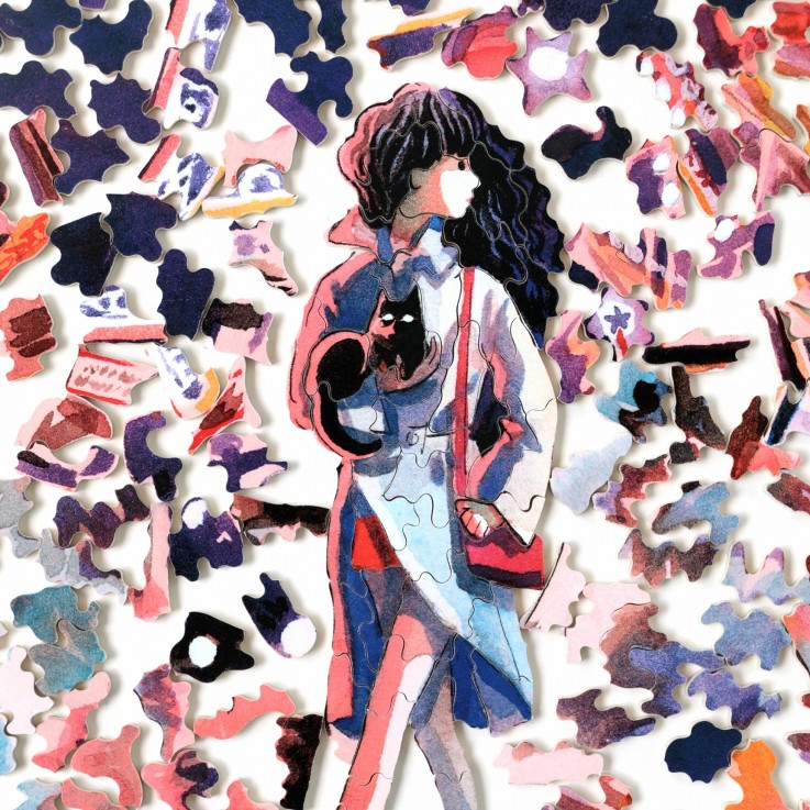 Puzzle en bois 350 pièces Rue rose