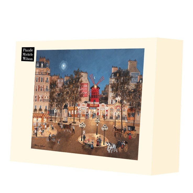 Puzzle en bois 1500 pièces Le moulin rouge et la place