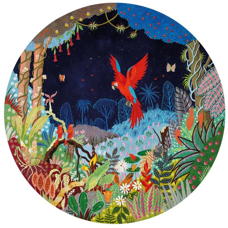 Puzzle en bois 500 pièces Ara nocturne et ses petits hc