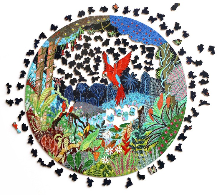 Puzzle en bois 500 pièces Ara nocturne et ses petits hc