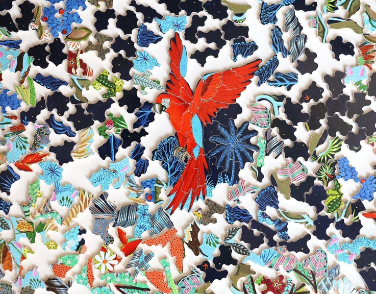 Puzzle en bois 500 pièces Ara nocturne et ses petits hc