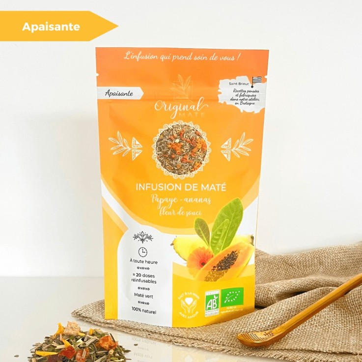 Infusion de maté Bio - Papaye, ananas, fleur de souci (70g)